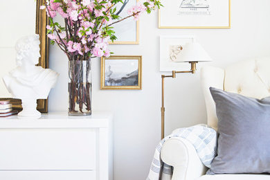 Example of a transitional bedroom design in New York