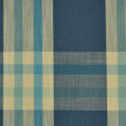 Paroo Cotton Blend Large Plaid Curtains & Drapes Upholstery Fabric in Bondi blue - Upholstery Fabric