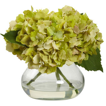 Blooming Hydrangea With Vase