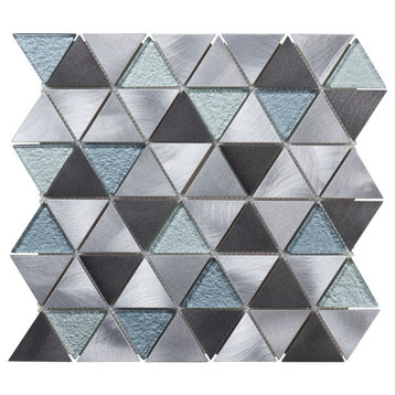 Modket Black Gray Triangle Aluminum Glass Modern Mosaic Tile Backsplash TDH64MDR