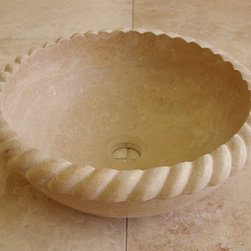 Noce Travertine sink with rope edge 16" - Bathroom Sinks