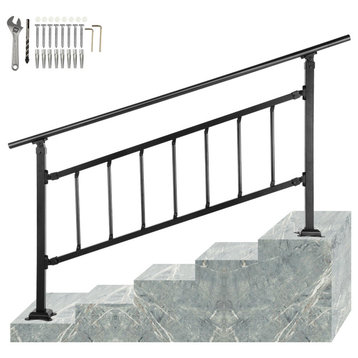 VEVOR Outdoor Stair Railing Transitional Wrought Iron Handrail, 26.7 Inch, 4 Steps