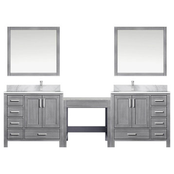 Lexora Coraline Double Vanity Distressed Gray 102 With Top, Faucet & Mirror