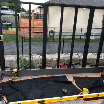Coastline & Dark Hickory walkout with privacy screen