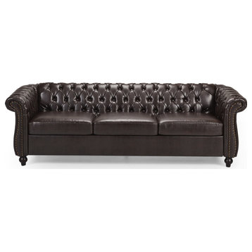 Garrison Tufted Chesterfield Faux Leather 3 Seater Sofa