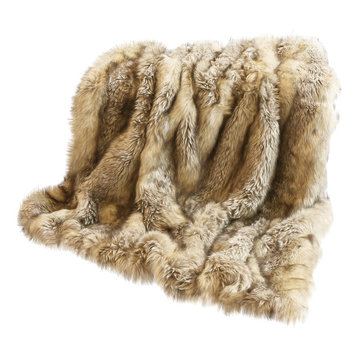 Luxe Faux Fur Throw Blanket, Kitt Fox, 58"x84"