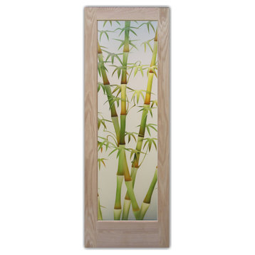Interior Prehung Door or Interior Slab Door - Bamboo Shoots II Green - Oak -...