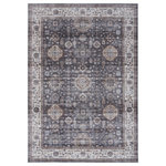 Nourison - Nourison Fulton 5' x 7' Charcoal Vintage Indoor Area Rug - Add a relaxed vibe to your space with this vintage-inspired rug from the Fulton Collection. The classic Persian pattern is presented in a grey, blue, and brown multicolored palette finished with an artful fade that brings a cultured look to your living room, bedroom, or dining room. This printed rug is made from durable polyester yarns with a non-shedding, non-slip back ideal for busy households with pets, kids, and frequent guests.