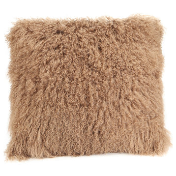 Contemporary Lamb Fur Pillow Large Natural - Natural
