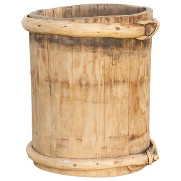 Oxidized Wood and Bamboo Bucket
