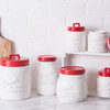 DII Red Ceramic Jar Canister, Set of 3
