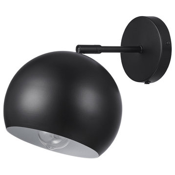 Molly 1-Light Matte Black Plug-In or Hardwire Wall Sconce