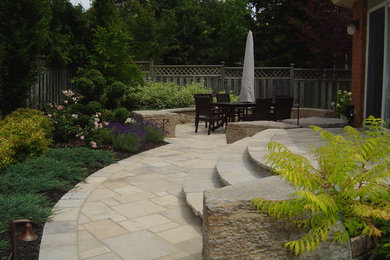 Inspiration for a small contemporary backyard stone patio remodel in Toronto with no cover