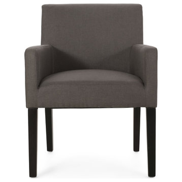 Clyde Contemporary Upholstered Armchair, Dark Gray/Espresso