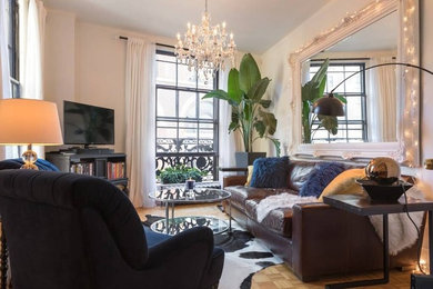Family room - small contemporary family room idea in Boston