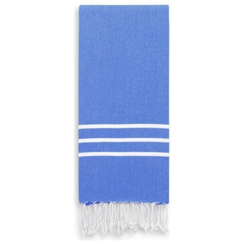 Alara Turkish Pestemal Hand Towel, Royal Blue, 38"x23", White, J