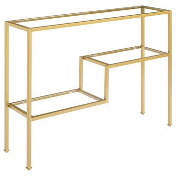 Crosley Furniture Sloane Modern Glass & Metal Console Table in Gold/Clear