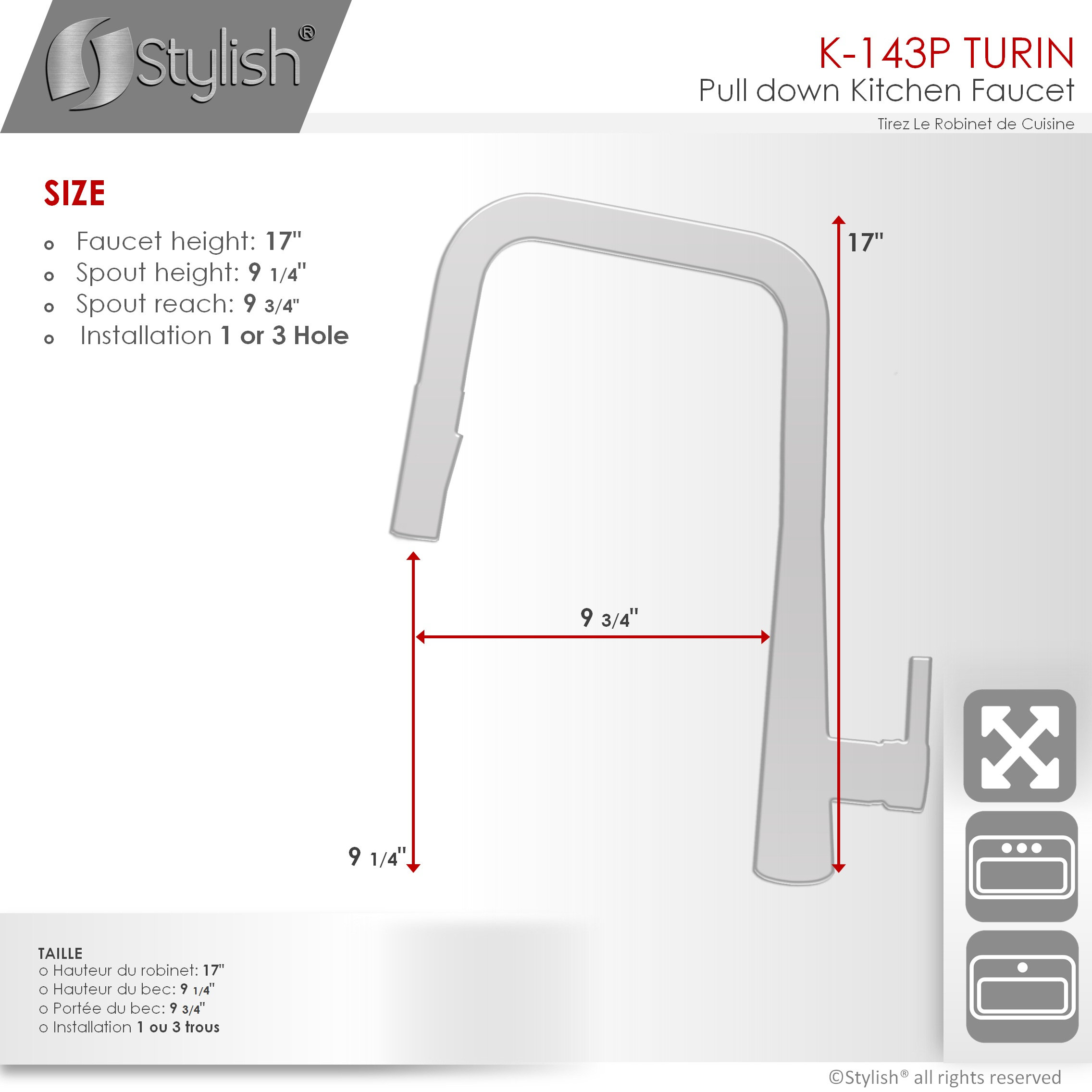 STYLISH Modern Single Handle Pull Down Sprayer Kitchen Faucet in Gunmetal