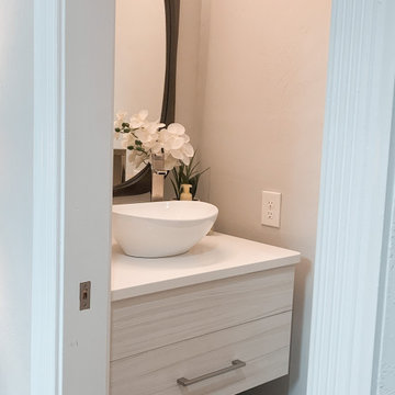 Kitchen Remodel with Modern Textured Cabinetry in Pepper and Raw Cotton