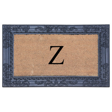 Rubber And Coir, Black/Beige  24"x36" Heavy Duty Outdoor Monogrammed Doormat, Z