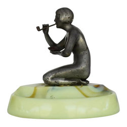 Nude Art Deco Smoking Flapper Slag Glass Ashtray by Houzex - Decorative Bowls