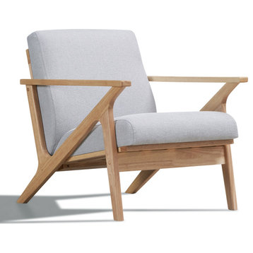 Omax Decor Zola Lounge Chair, Light Gray/Oak
