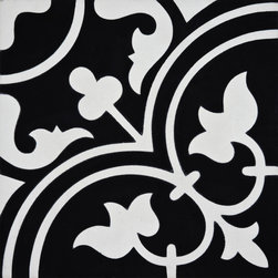 Moroccan Mosaic and Tile House - Casa Handmade Cement Tile, Black,White, Sample - Wall And Floor Tile