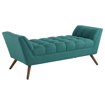 Penny Teal Medium Upholstered Fabric Bench