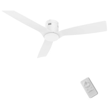 CARRO 52" Flush Mount Ceiling Fan with Remote No Light, White