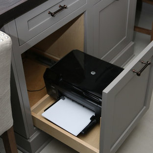 Custom office with laundry and cubbies