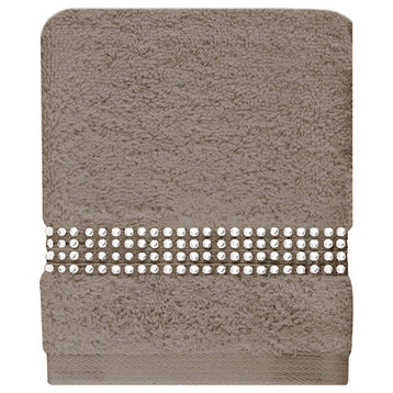 Sparkles Home Rhinestone Stripe Fingertip Towel (Set of 2) - Taupe