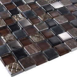 Glossy and Matte Rich Brown Square Stones Porcelain Mosaic Tiles - Home Accessories & Decor