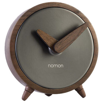 Nomon Atomo T Table Clock Walnut/Graphite Finished Brass
