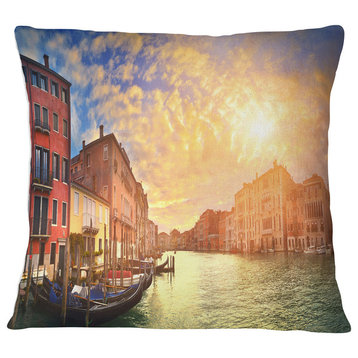 Majestic Sunset over Venice Cityscape Throw Pillow, 16"x16"