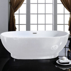 67'' x 32'' White Oval Soaking Free-Standing Pedestal Bathtub - Bathtubs