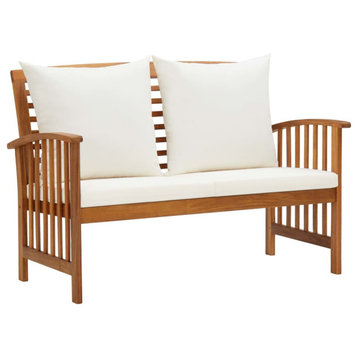 vidaXL Garden Bench With Cushions 46.9" Solid Acacia Wood