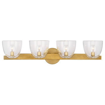 Carola 4-Light Bath Sconce in Hand-Rubbed Antique Brass with Clear Glass