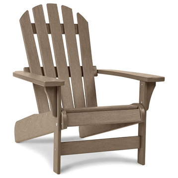 Comfortable Adirondack Chair, Resin Frame With Square Seat and Back, Weatherwood