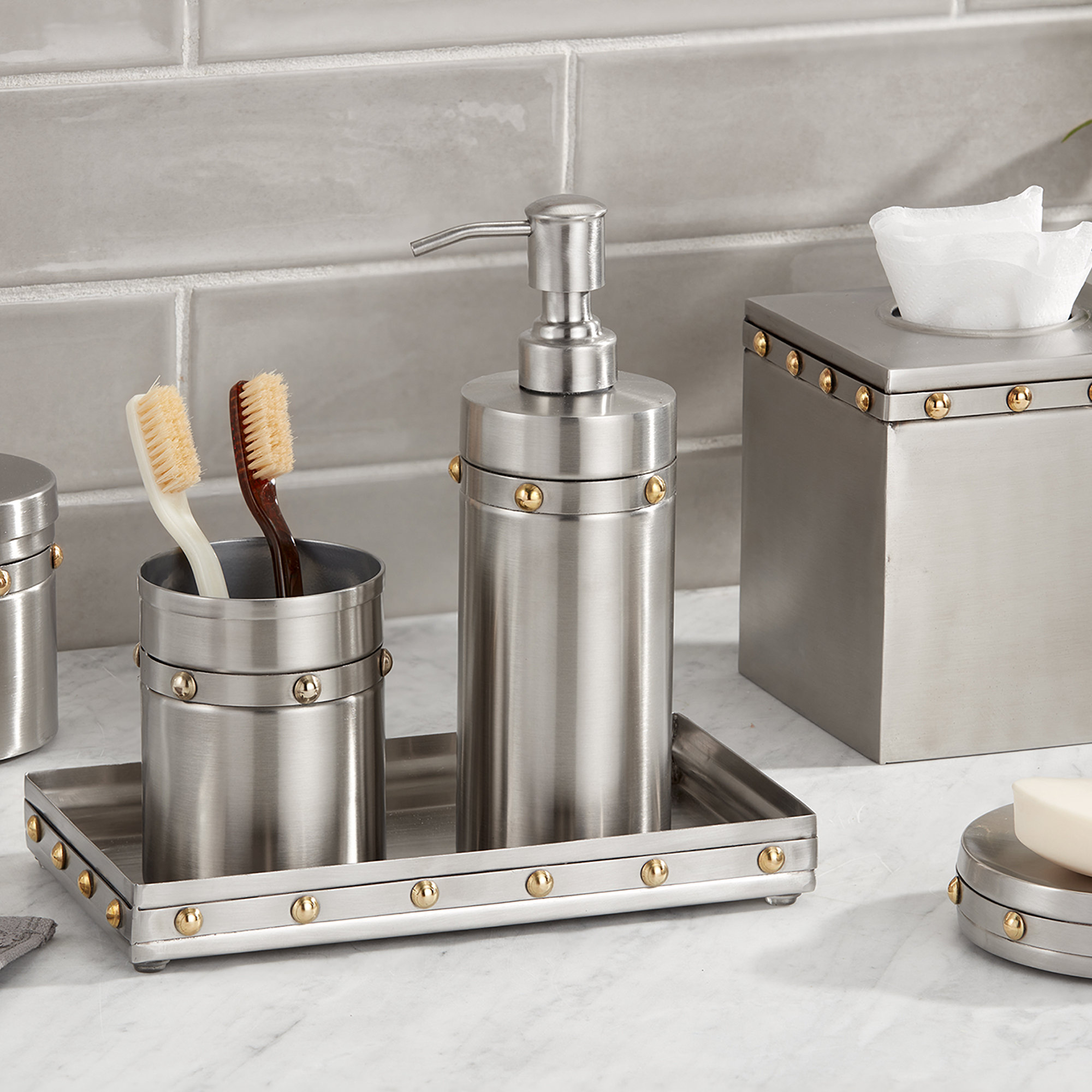 Shower Rivets Rivets Bath Collection, 3-Piece Bath Set - Contemporary - Bathroom ...