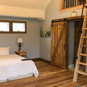 Character Hickory Plank Flooring, Bedroom with Loft