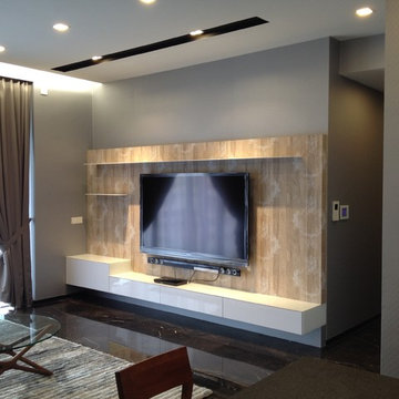 Living Tv console feaure wall.