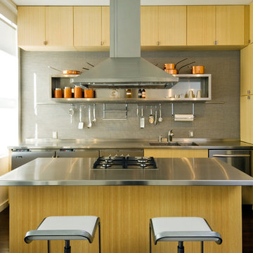 Modern Yellow and Stainless Steel Kitchen