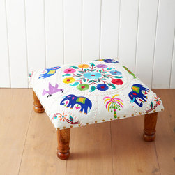 embroidered indian footstool - Footstools & Ottomans