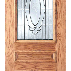 3-Panel 1/2 Lite Front Single Door, Crystal Etched Sunburst Glass - Front Doors