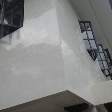 Exterior polished Venetian plaster. Vasari Plaster products