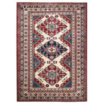 Tribal, One-of-a-Kind Hand-Knotted Area Rug Ivory, 5'8"x8'2"