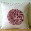 Euro Pillow Pink Euro Pillow On King Bed Faux Suede 24x24 Ruffles, Vintage Lust