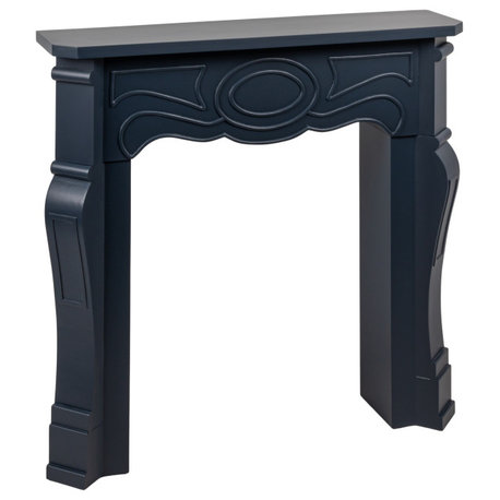 Small Victorian Decorative Fireplace Mantel, Blue Finish
