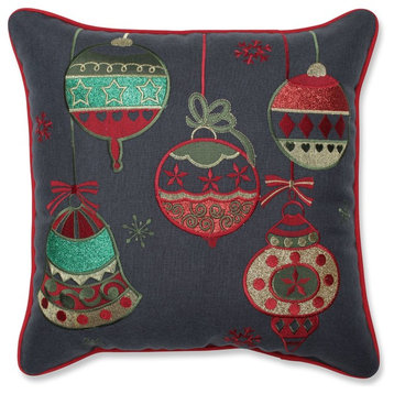 Sparkling Christmas Ornaments 16" Throw Pillow  Multicolored