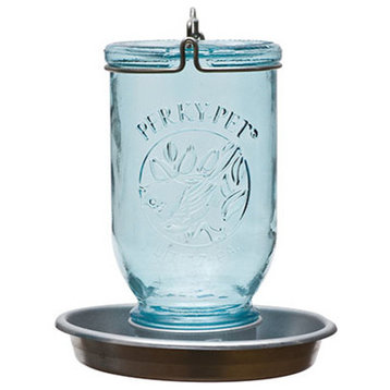 32 oz. Antique-Style Blue Glass Mason Jar Wild Bird Waterer